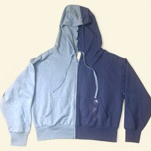 NWT Gap ColorBlock Blue Cropped Hoodie! SMALL